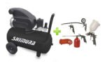 Compresor De Aire Shimura 50 Lts 2,5 Hp + Kit 5 Piezas Hvlp Negro 50 Mhz Monofásica