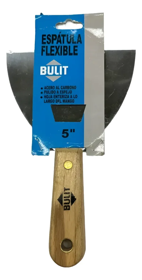 Espátula Flexible 127mm Mango Madera Acero Al Carbono Bulit